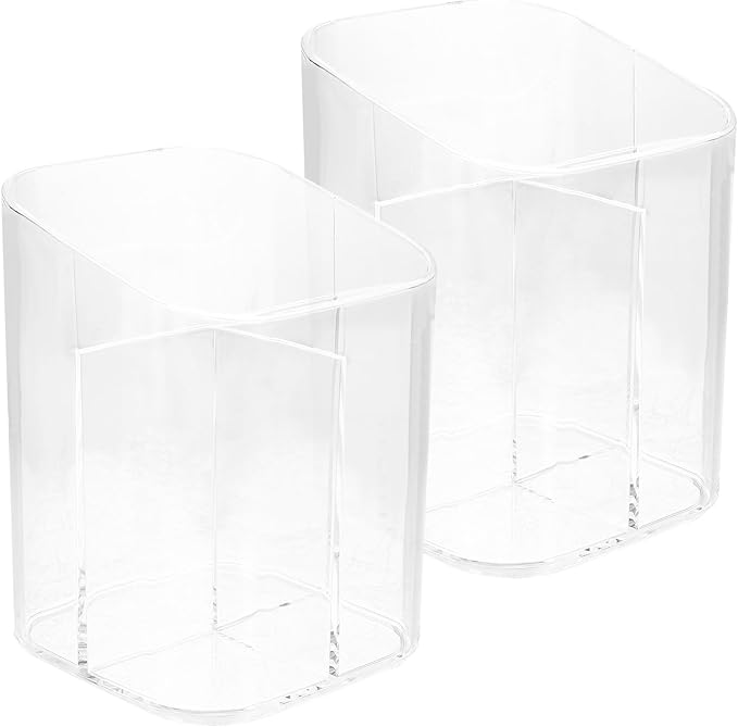 Amosfun 3 Slots Makeup Brush Organizer Acrylic Pencil Pen Holder for Desk Home Office Countertop Supply 2 Pack