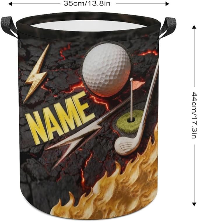 Personalized Golf Ball Laundry Hamper Custom Name Funny Dirty Clothes Laundry Basket Portable Storage Basket For Home Bathroom Family Golf Lovers Xmas Birthday (style 10)