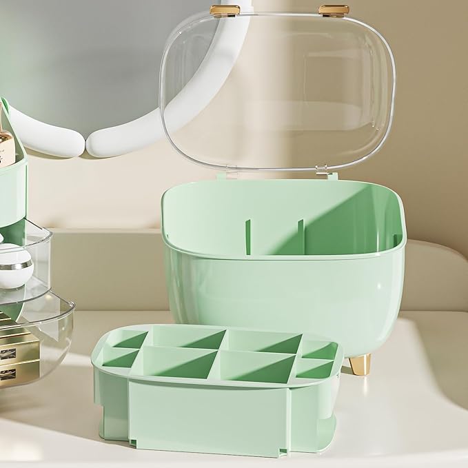 Anylady Lipstick Organizer For Vanity - Detachable Perfume Organizer (Thicken Upgraded), Lipstick Holder With Cover, Cosmetic Organizer (Green)