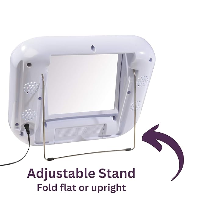 JERDON Two-Sided Bluetooth Makeup Mirror with Lights - Vanity Mirror with 5X Magnification & Multiple Light Settings - White - Model J1025