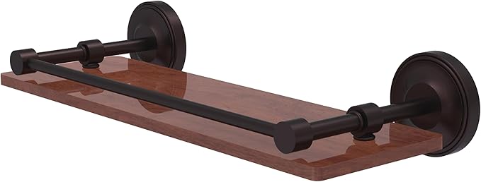 Allied Brass PRBP-1-16-GAL-IRW-ABZ Prestige Regal Collection 16 Inch Solid IPE Ironwood Gallery Rail Shelf, Antique Bronze