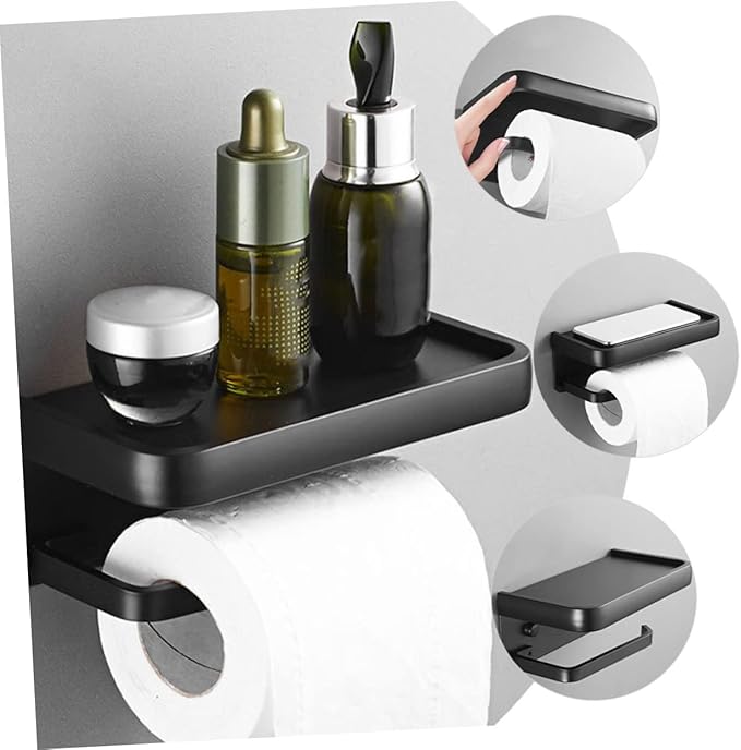 IMIKEYA Wall Phone Holder Punch-Free Bathroom Storage Rack Aluminum Phone Shelf for Toiletries and Cosmetics Easy Installation Suitable for Bathroom and Kitchen