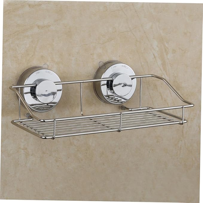 Wall Mounted Bathroom Organizer Cup Storage Shelf Silver Wire Rack for Kitchen and Bathroom Space-Saving Hanging Shelf