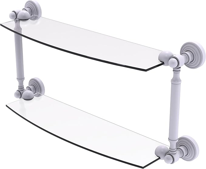 Allied Brass WP-34/18-WHM Waverly Place Collection 18 Inch Two Tiered Glass Shelf, Matte White