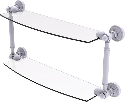 Allied Brass WP-34/18-WHM Waverly Place Collection 18 Inch Two Tiered Glass Shelf, Matte White