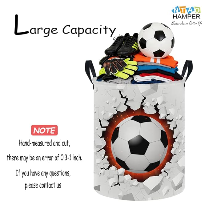 NTAOHAMPER Laundry Hamper,Laundry Basket,Baby Nursery Hamper,Waterproof Storage Bin,Clothes Organizer Basket,Room Decor(Soccer)
