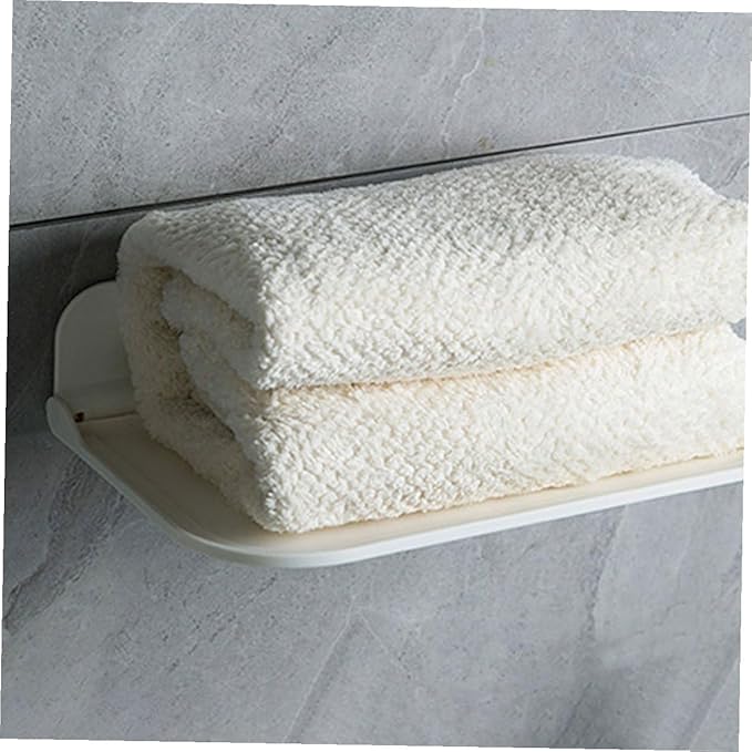 Lurrose 2pcs Small Folding Wall Shelf for Bathroom Space-Saving Organization Foldable Shelf with Adhesive Mount for Towels Soap and Compact Bathroom Storage