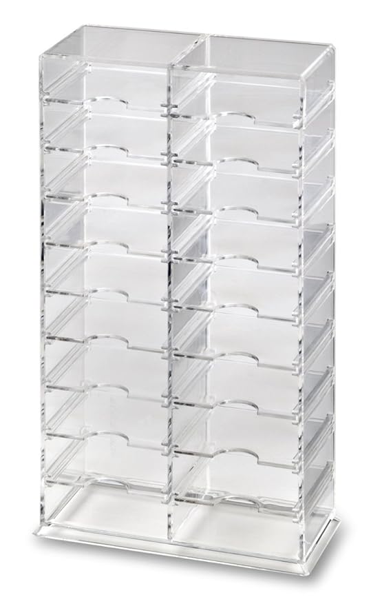 byAlegory Acrylic Universal Makeup Organizer Tower w/Removable Dividers Can Stand or Lay Flat on Vanity Desk or in Drawer | 20 Space Cosmetic Storage Container - Clear