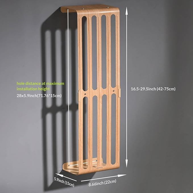 simpletome Towel Storage Rack Adjustable Height Wall Mount Bathroom Shelf Organizer Carbon Steel (Beech)