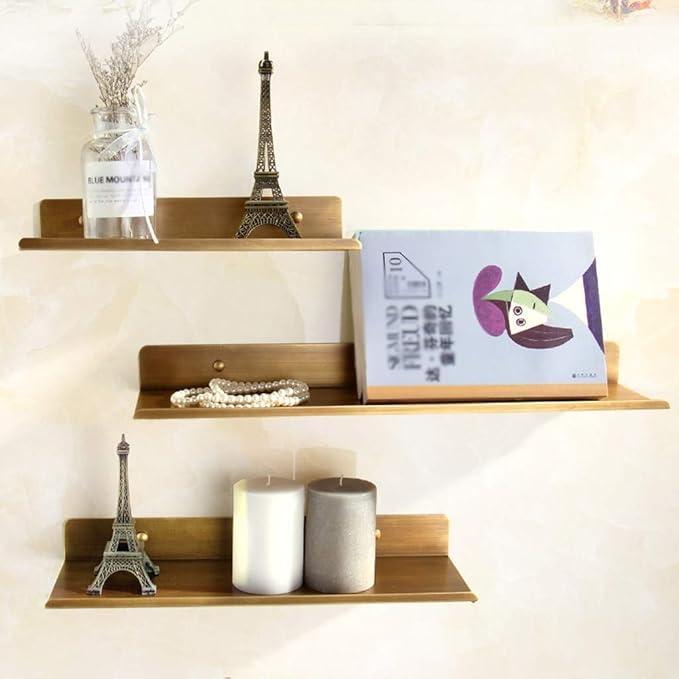 Antique Bathroom Shelf Full Copper Toilet Cosmetic European Wall Hanging Word(50cm)