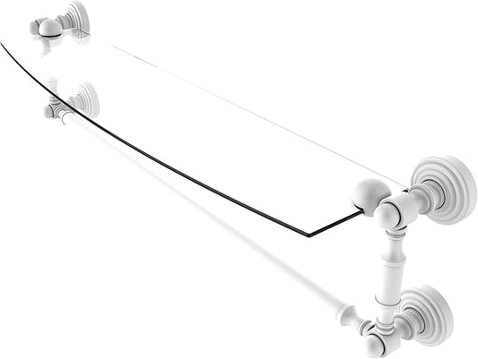 Allied Brass WP-33TB/24-WHM Waverly Place Collection 24 Inch Glass Vanity Integrated Towel Bar Shelf, Matte White