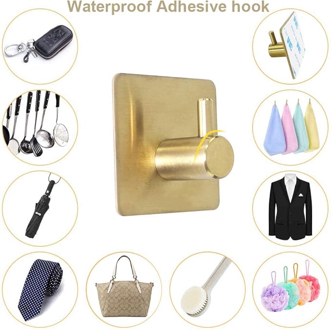 TocTen 5 PCS Bathroom Hardware Set SUS304 Stainless Steel-Towel Rack Set Include Lengthen Hand Towel Bar+Toilet Paper Holder+3 Robe Towel Hooks Bathroom Accessories Towel Bar Set(Brushed Gold,16IN)