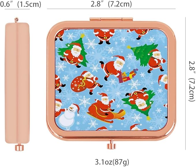 Pocket Mirror, 1X/2X Magnification Compact Travel Makeup Mirror for Purse, 2-Sided, Portable, Folding, Handheld, Small Mirror for Gift Christmas