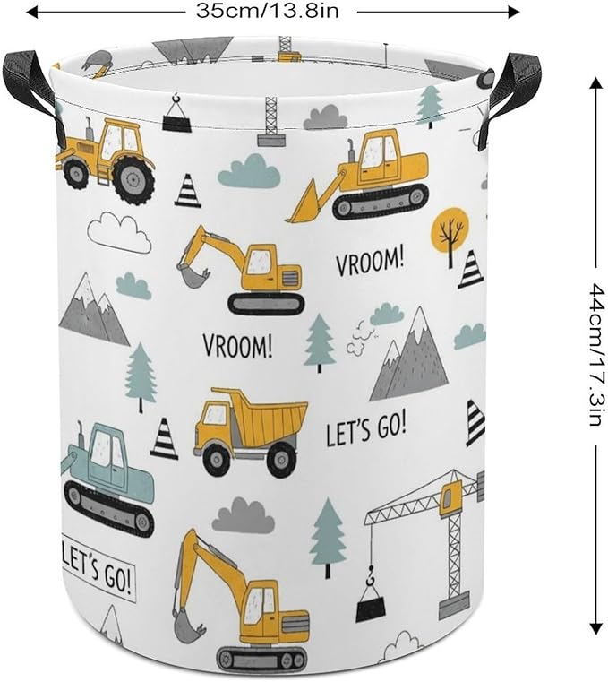 Cute Truck Tractor Kids Laundry Basket Construction Party Decorations Boys Hamper Dirty Clothes Toy Storage Bin