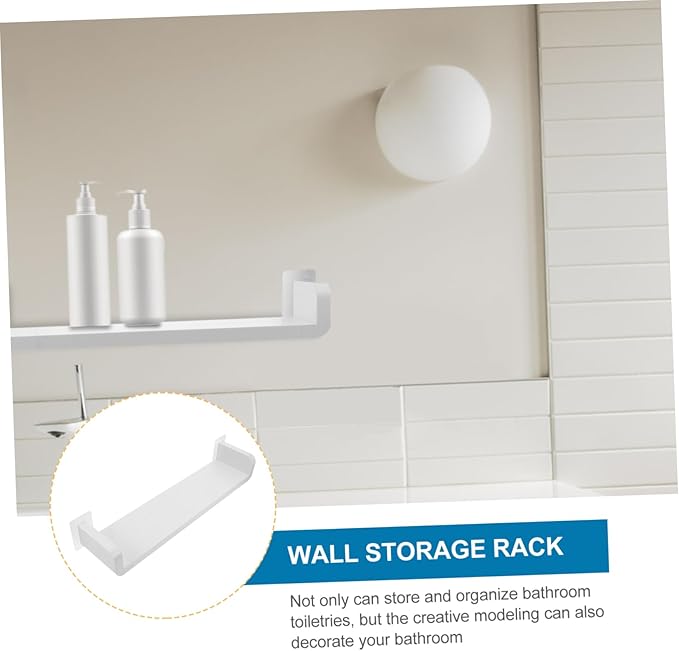 DOITOOL 1pc Wall-Mounted Storage Rack Punch U-Shaped Bathroom Shelf for Shampoo and Spices Heavy Duty Holder for Bathroom and Kitchen Organization