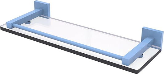 Allied Brass MT-1-16-GAL-FTB Montero Collection 16 Inch Glass Shelf with Gallery Rail, Flat Troll Blue