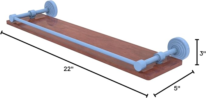 Allied Brass WP-1-22-GAL-IRW-FTB Waverly Place Collection 22 Inch Solid IPE Ironwood Shelf with Gallery Rail, Flat Troll Blue