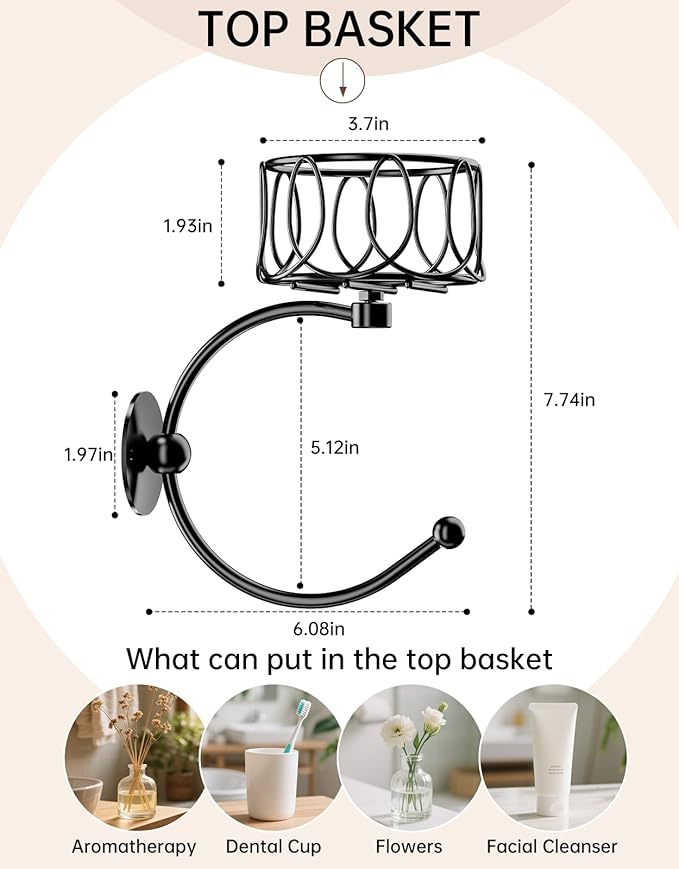 Hand Towel Holder for Bathroom, Towel Hooks for Bathroom with Candle Holder, Wall Mounted Towel Hook for Hanging, Rustic Wall Towel Ring, Towel Racks for Bathroom Decor and Accessories, Black