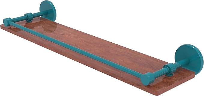 Allied Brass P1000-1-22-GAL-IRW-GLT Prestige Skyline Collection 22 Inch Solid IPE Ironwood Shelf with Gallery Rail, Glokzin Teal