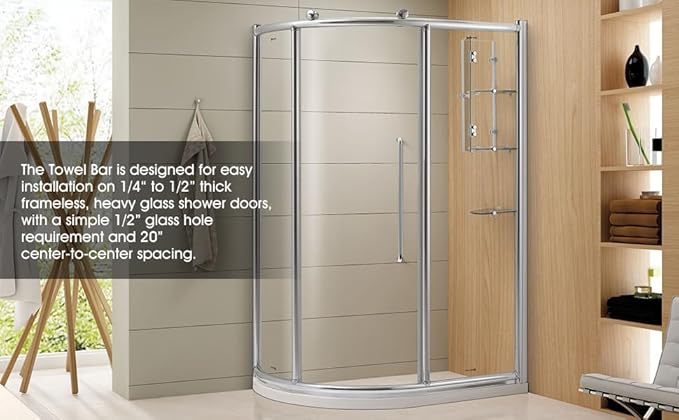 Ranbo Glass Shower Door Towel Bar 22 Inch Stainless Steel Sliding Shower Door Handle Replacement with Brushed Nickel Finish for Commercial and Residential Glass Doors