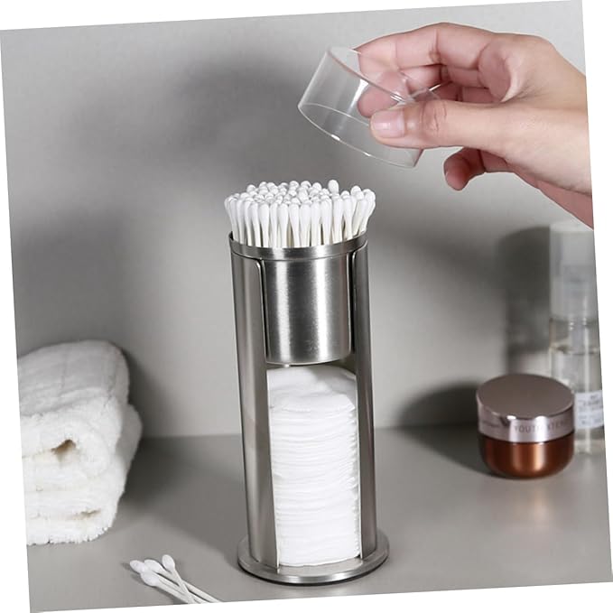 Alipis Cotton Round Cotton Pads Metal Storage Box Desk Dispenser Desktop Organizer Shelf Makeup Container Swabs Storage Case Swabs Box Pads Jar