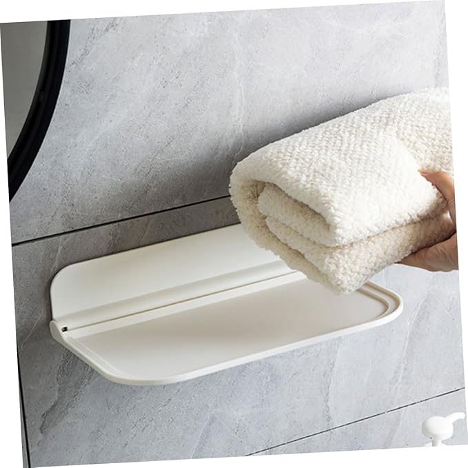 VALICLUD 2pcs Foldable Wall Shelves for Bathroom Space-Saving Storage Rack PP Material Compact Folding Stand Wall Mounted Organizer for Towels Soap Tissue Easy to Clean and Sturdy Design
