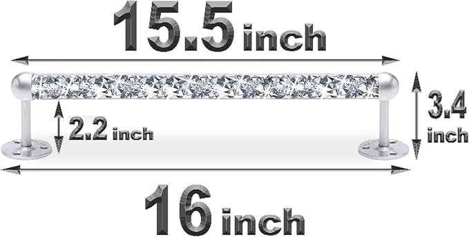 Meetart Crushed Diamond Glass Towel Bar for Bathroom,Set of 2 Towel Rods Wall-Mounted ,Towel Racks for Bath Towels,Hand Towels(15.5”)