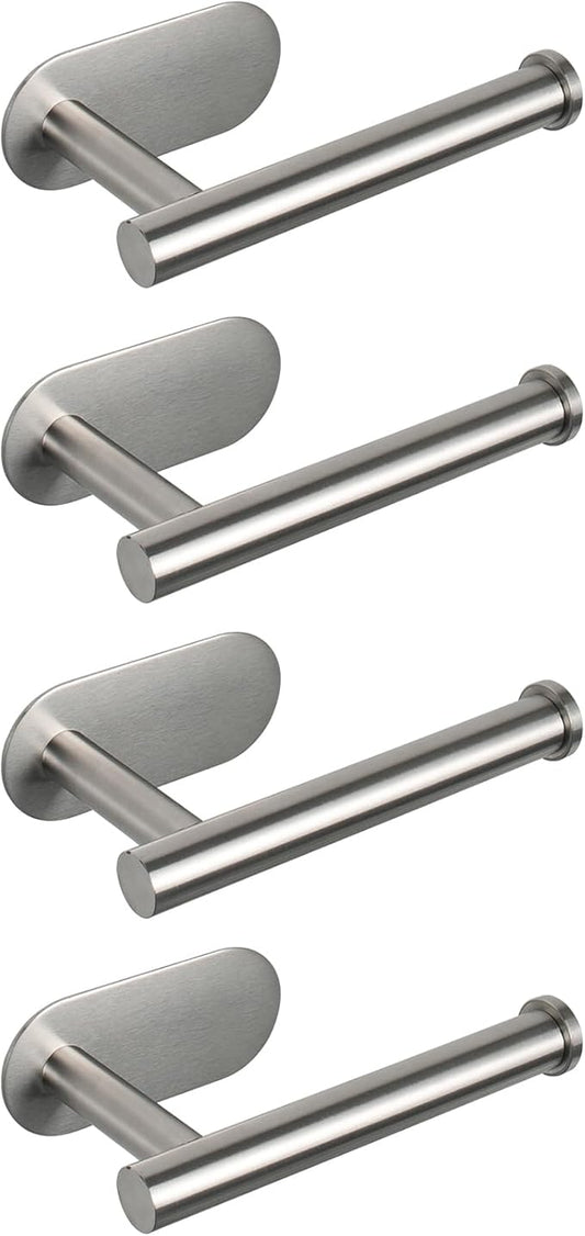 NearMoon Toilet Paper Holder Self Adhesive, Premium Thicken SUS304 Stainless Steel Rustproof Adhesive Toilet Roll Holder no Drilling for Bathroom, Kitchen, Washroom (4 Pack, Brushed Nickel)