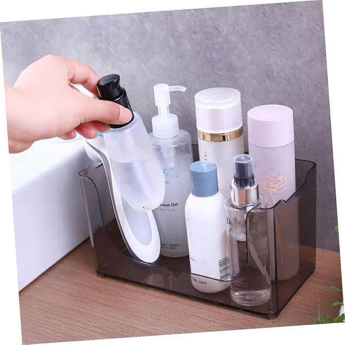 GLEAVI Transparent Bathroom Storage Box Wall Mounted Shelves for Bathroom Kitchen Organization Grey Capacity Unique Design for Shampoo Soap No Drilling Required Stylish