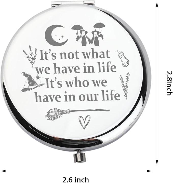 WUSUANED Witch Sister Makeup Mirror Practical Movie Inspired Mirrorr TV Show Fan Gift Magic Witch Gift Witchy Fans Gifts (Witch Sister Mirror Steel)