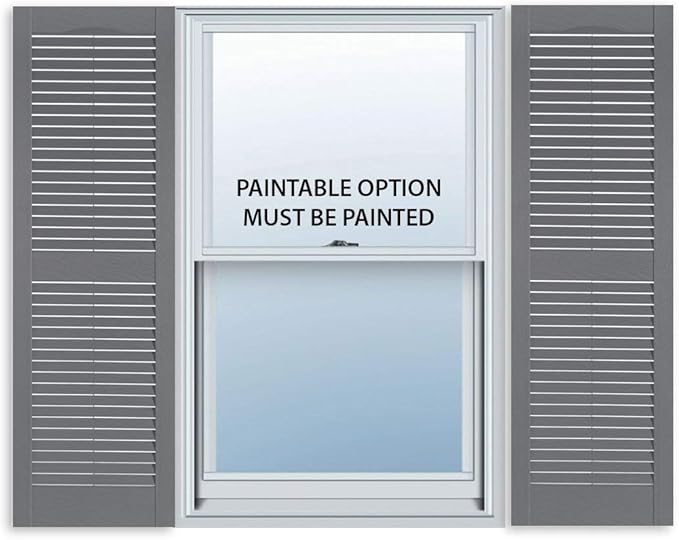 Exterior Solutions Standard Louver Exterior Vinyl Shutter, Paintable (Pair), 15 Inch x 39 Inch