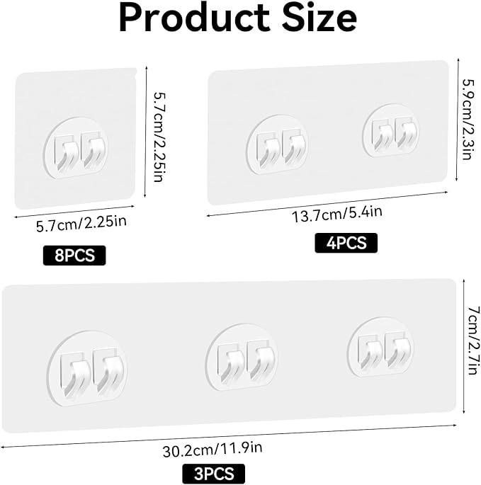15 Pack Shower Caddy Adhesive Replacement, Adhesive Shelves Hooks Caddy Shelves Rack Basket Organizer Shower Sticker Bathroom Hanging Hook No Drilling Sticky Hanging Hooks (Style 1)