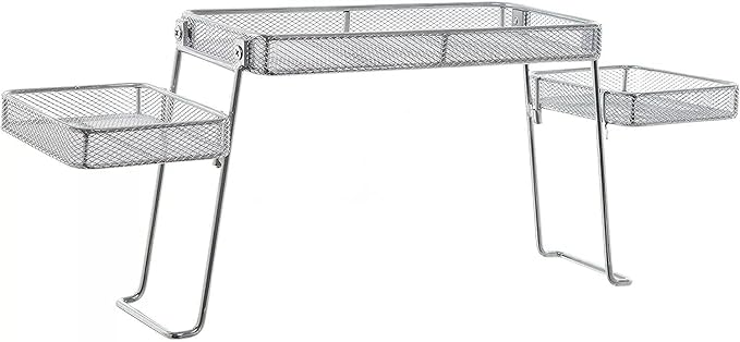 for Modern Perforated Chrome Plated Metal Bathroom Countertop Organizer w/ 3 Shelves