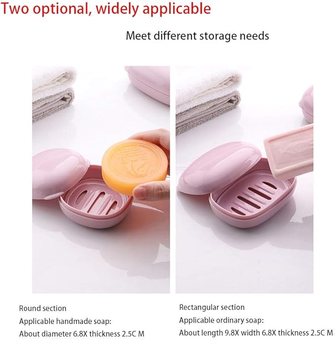 WFF Travel Soap Box, Portable, Waterproof Drain with Lid, Sealed Design, Save Space（Set of 2） (Color : B, Size : L)