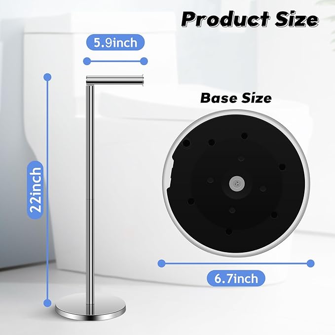 TACGEA Toilet Paper Holder Stand, Bathroom Toilet Paper Roll Holder Stainless Steel, Storage for 4 Rolls of Toilet Tissue, Sliver