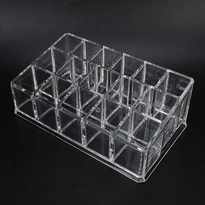Cosmetic Makeup Organizer, Polished Surface Acrylic Lipstick Holder 16 Grid Large Capacity Save Space for Nail Polish for Lipsticks