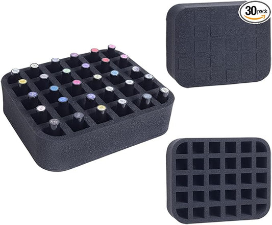 Nail Polish Organizer Holder Foam Pad with Slots for Storage 30 Bottles (15ml/0.5fl.oz) Nail Polish or Essential Oil Tray for Drawers Black