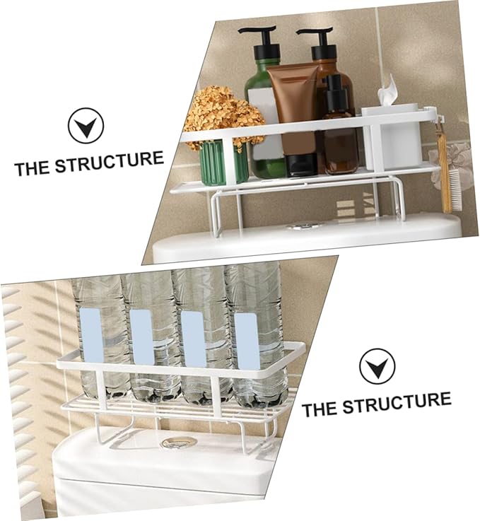 PRETYZOOM Bathroom Storage Organizer Over The Toilet Shelf Space Saver Carbon Steel Rack Easy Install Wall Mount Storage Holder