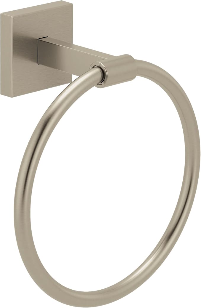 Moen Triva Brushed Nickel Contemporary Wall Mount Bathroom Hand Towel Ring, BP1885BN