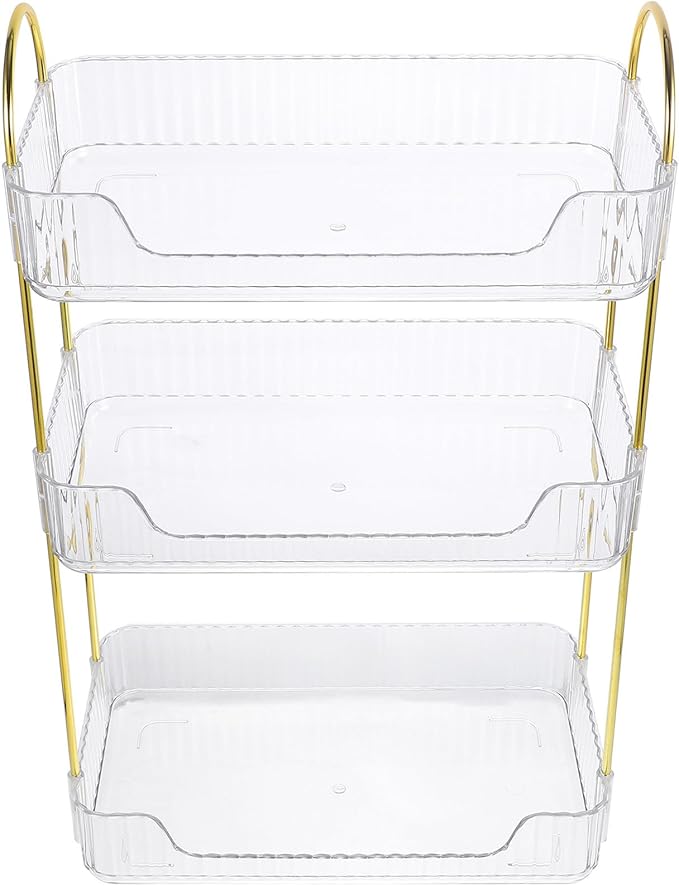 3-Tier Bathroom Storage Shelf, Toiletries Organizer for Bathroom Countertop, Cosmetics Display Shelf for Vanity and Makeup Storage