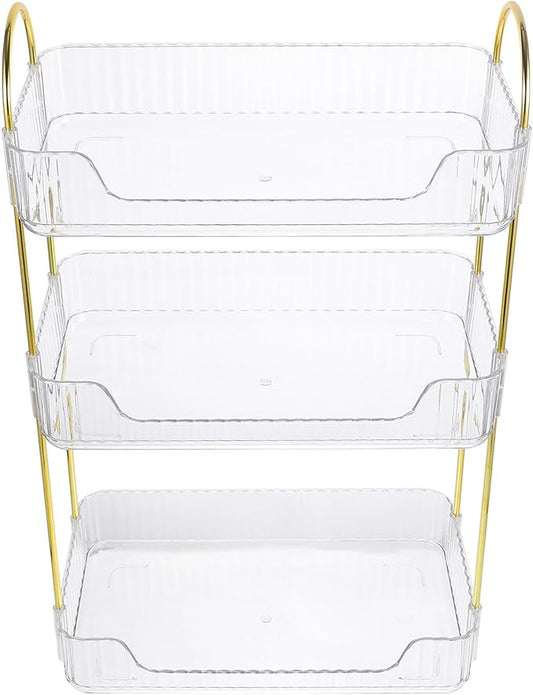 3-Tier Bathroom Storage Shelf, Toiletries Organizer for Bathroom Countertop, Cosmetics Display Shelf for Vanity and Makeup Storage