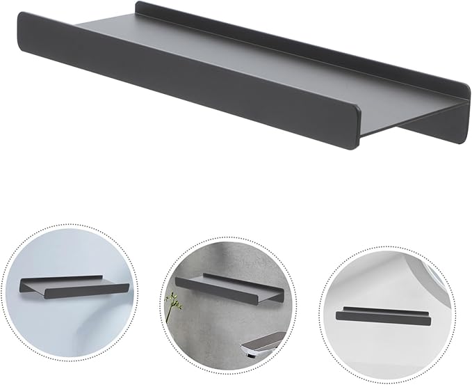 Holibanna Wall Mounted Bathroom Shelf Organizer Aluminum Alloy Floating Shelf for Efficient Storage Shelves for Makeup Grooming Items for Humid Environments Gun