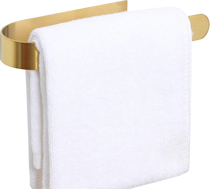 HouseAid Self Adhesive Hand Towel Holder for Bathroom, Stainless Steel Adhesive Towel Bar, No Drilling Modern Hand Towel Hanger, Brushed Gold
