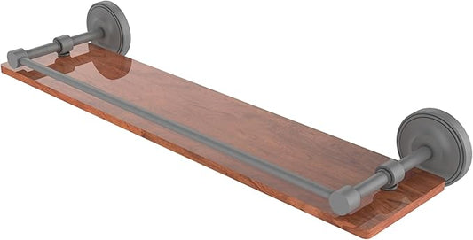 Allied Brass PRBP-1-22-GAL-IRW-GYM Prestige Regal Collection 22 Inch Solid IPE Ironwood Gallery Rail Shelf, Matte Gray