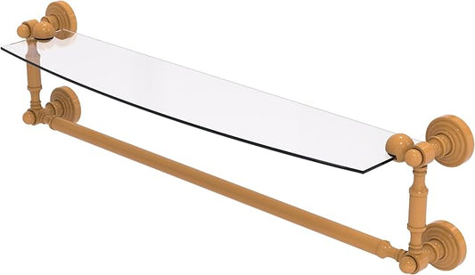 Allied Brass WP-33TB/24-GLY Waverly Place Collection 24 Inch Glass Vanity Shelf with Integrated Towel Bar, Golden Yellow