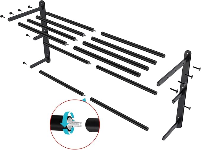 Towel Racks for Bathroom, 24 in Black Towel Shelf with Double Towel Bar, 3 Tier Stainless Steel Towel Storage, Bath Towel Holder Wall Mounted for Lavatory Organizer Decor RV Camping