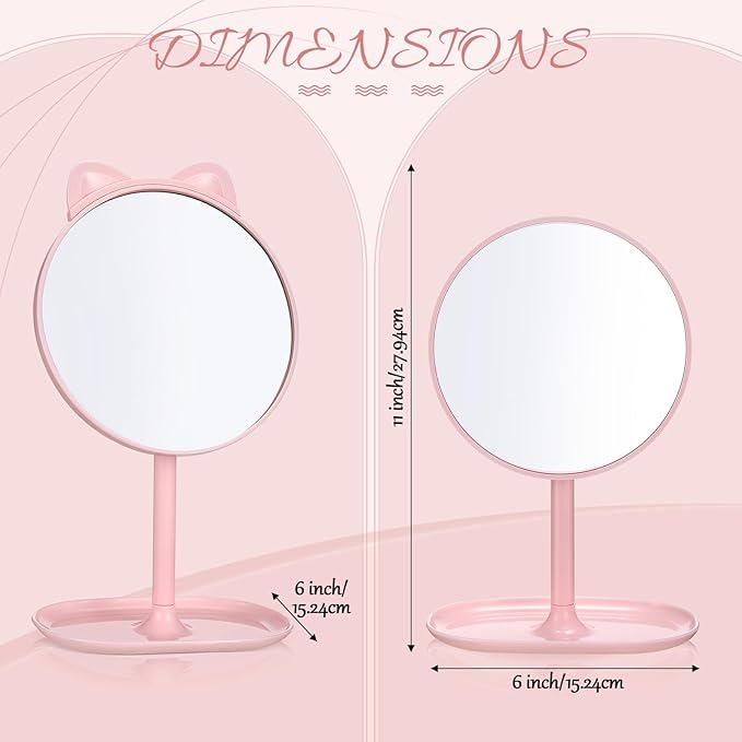 CroBlissful 8 Pcs Spa Party Supplies Mirror Pink for Sleepover Favors Makeup Mirror for Spa Sleepover Slumber Birthday Party