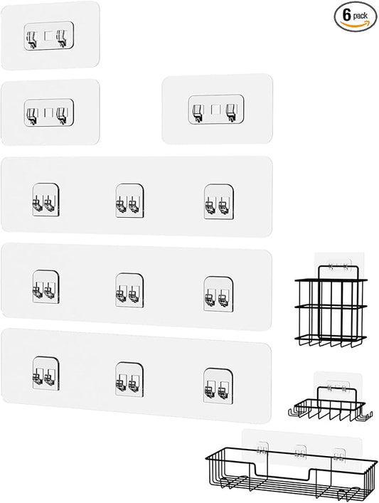 Shower Caddy Adhesive Strips, Replacement Stickers for Shower Shelves and Soap Holders, Kitchen and Bathroom Wire Rack, 6 Pack