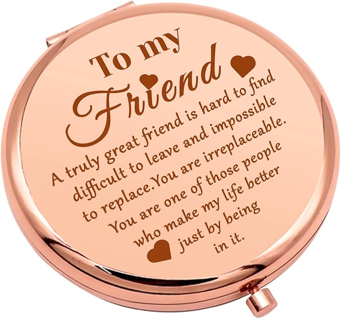Mwphuy Birthday Gift for Friends Pocket Compact Mirror for Best Friend Bestie BFF Friendship Gifts for Women Encouragement Gift Folding Makeup Mirror for Soul Sister Christmas Graduation Gifts