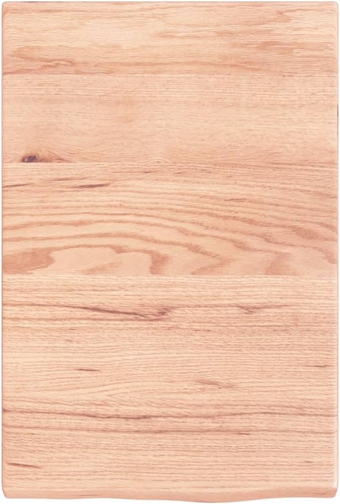 Solid Oak Bathroom Vanity Countertop 15.7" x 23.6", Live Edge Wood Worktop with Varnish Finish, Natural Rustic Floating Shelf for Bathroom Cabinet, Desk or Table